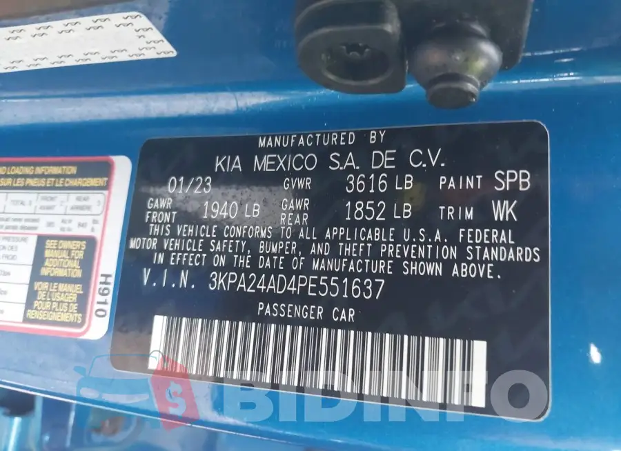3KPA24AD4PE551637 Photo# 9
