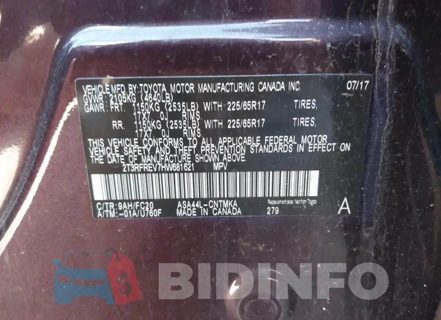 2T3RFREV7HW681621 Photo# 9