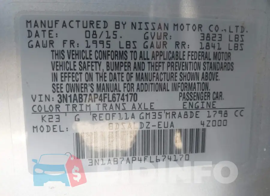 3N1AB7AP4FL674170 Photo# 9