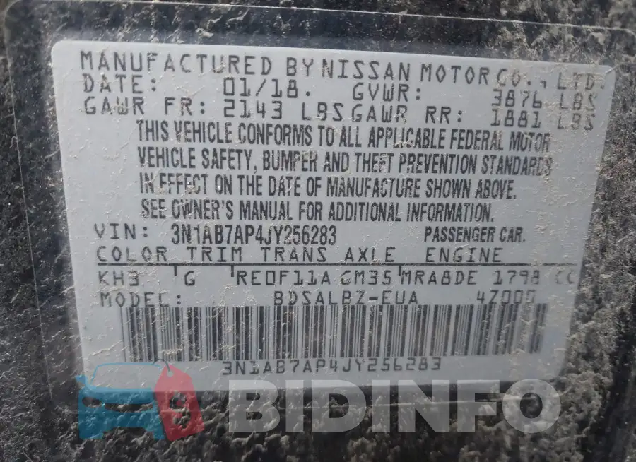 3N1AB7AP4JY256283 Photo# 9