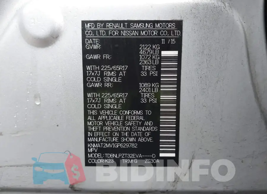 KNMAT2MV1GP629782 Photo# 9