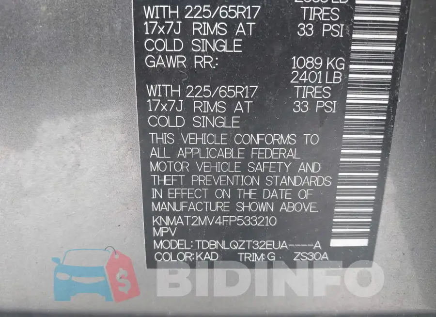 KNMAT2MV4FP533210 Photo# 9