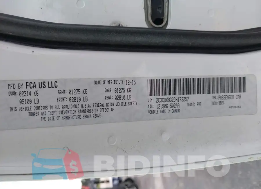2C3CDXBG2GH173257 Photo# 9