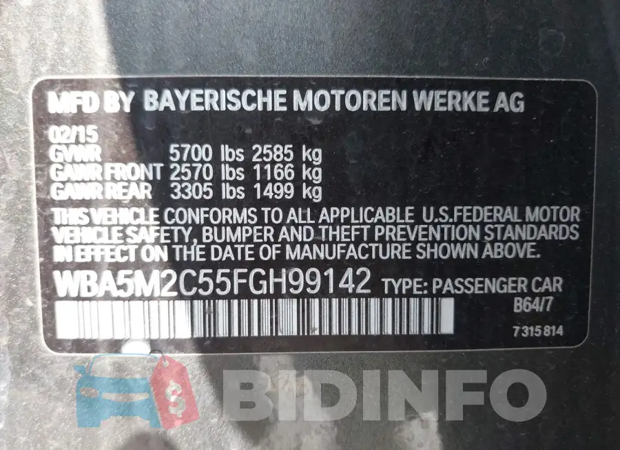 WBA5M2C55FGH99142 Photo# 9