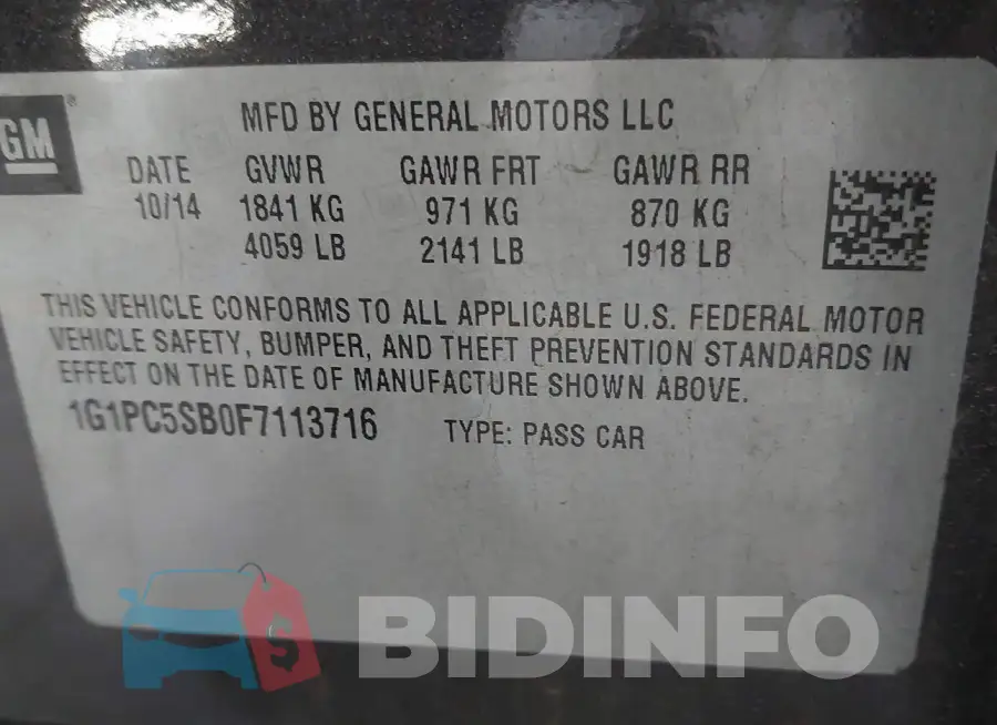 1G1PC5SB0F7113716 Photo# 9