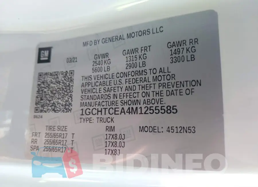 1GCHTCEA4M1255585 Photo# 9