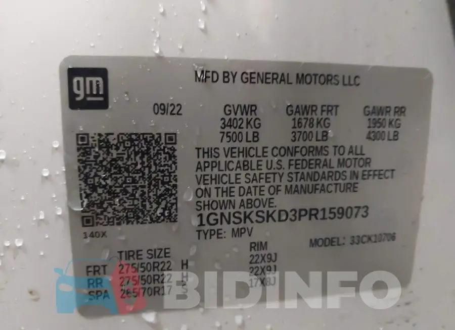 1GNSKSKD3PR159073 Photo# 9