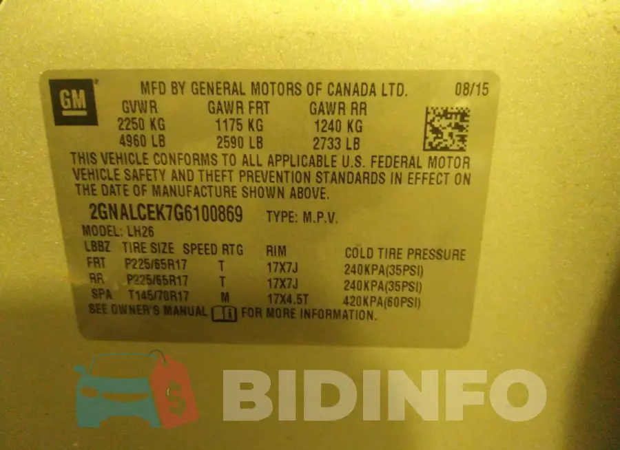 2GNALCEK7G6100869 Photo# 9