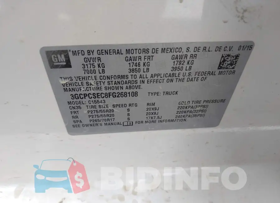 3GCPCSEC8FG268108 Photo# 9
