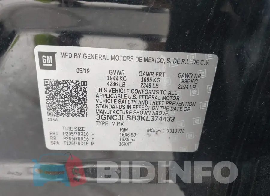 3GNCJLSB3KL374433 Photo# 9