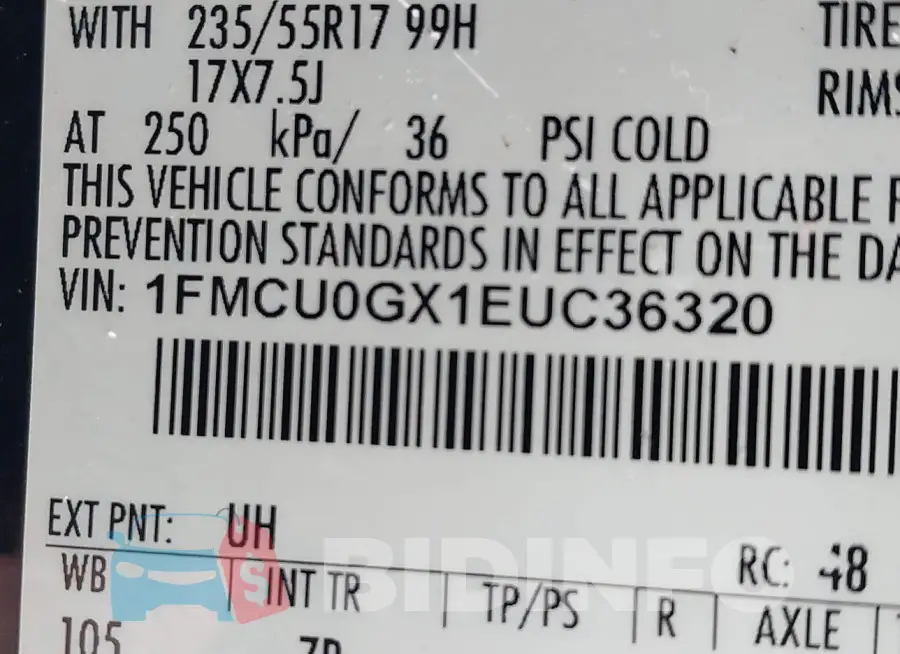 1FMCU0GX1EUC36320 Photo# 9