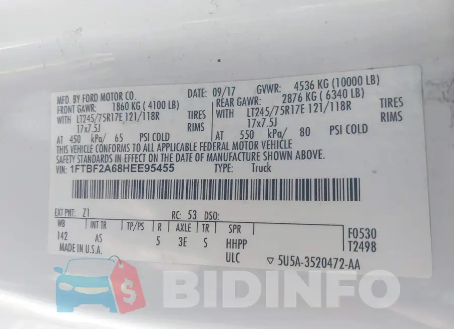 1FTBF2A68HEE95455 Photo# 9