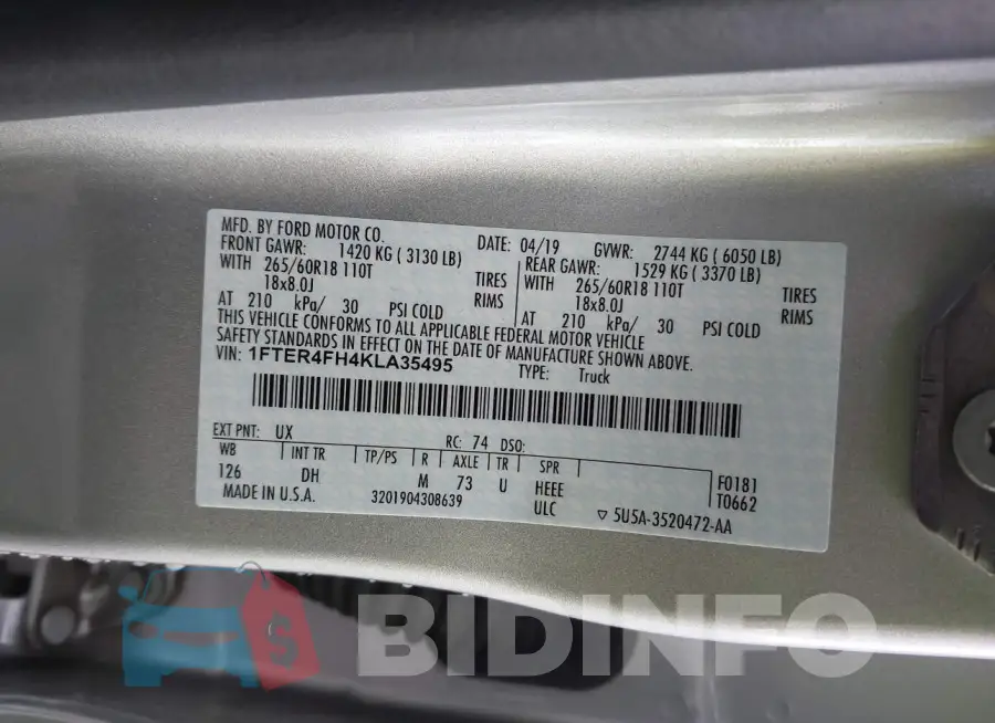 1FTER4FH4KLA35495 Photo# 9