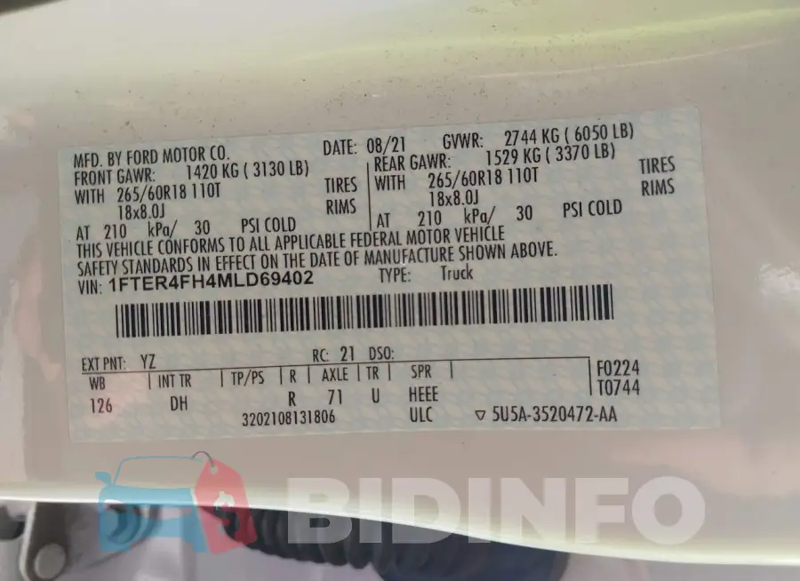 1FTER4FH4MLD69402 Photo# 9