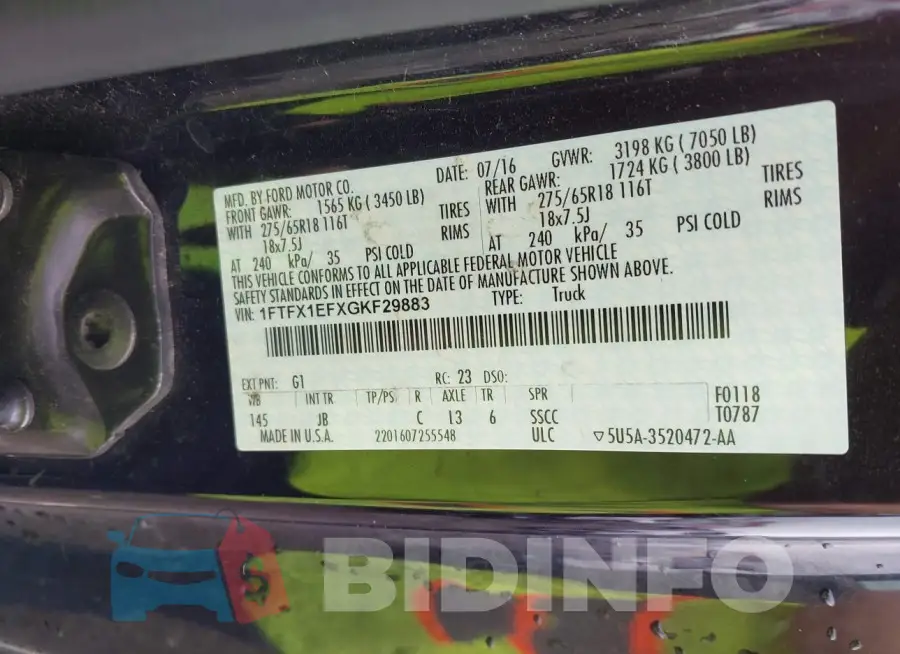 1FTFX1EFXGKF29883 Photo# 9