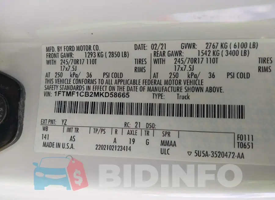 1FTMF1CB2MKD58665 Photo# 9