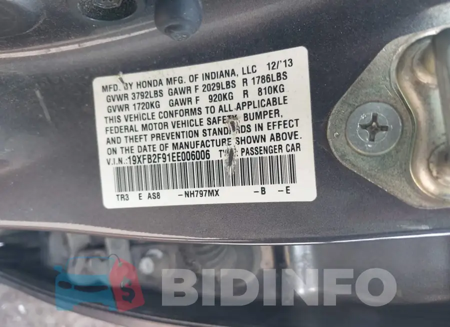 19XFB2F91EE006006 Photo# 9