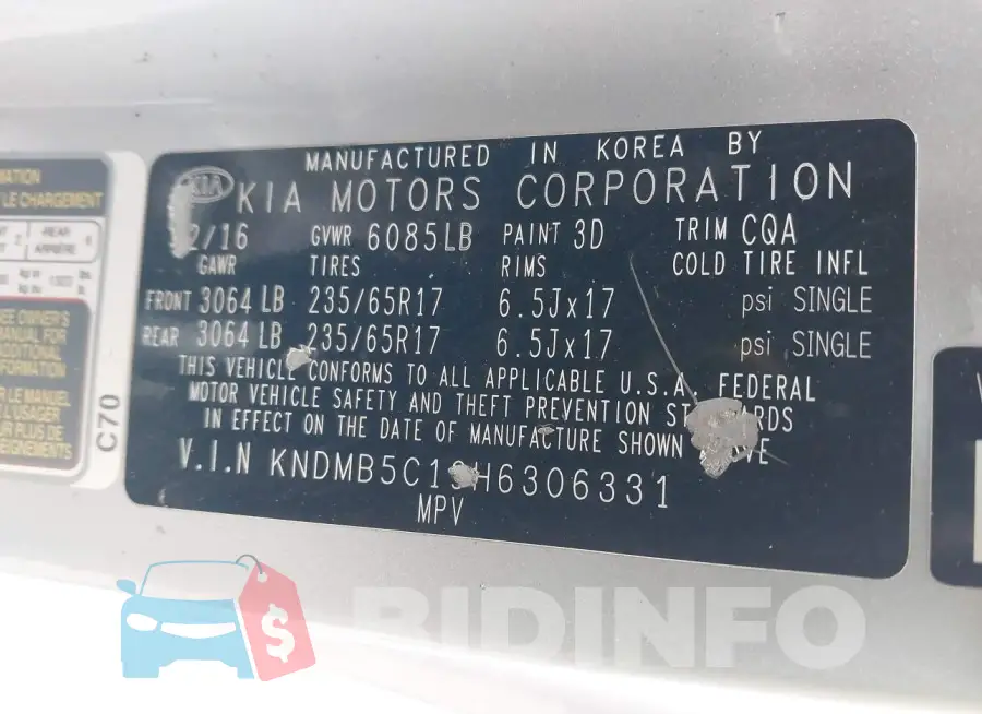 KNDMB5C19H6306331 Photo# 9