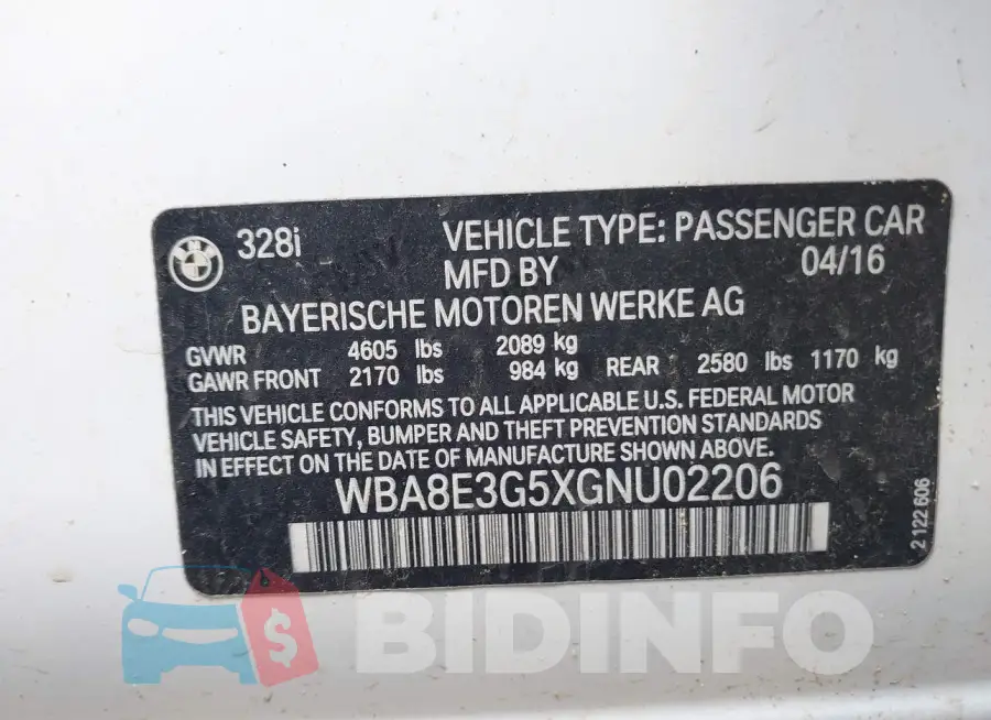 WBA8E3G5XGNU02206 Photo# 9
