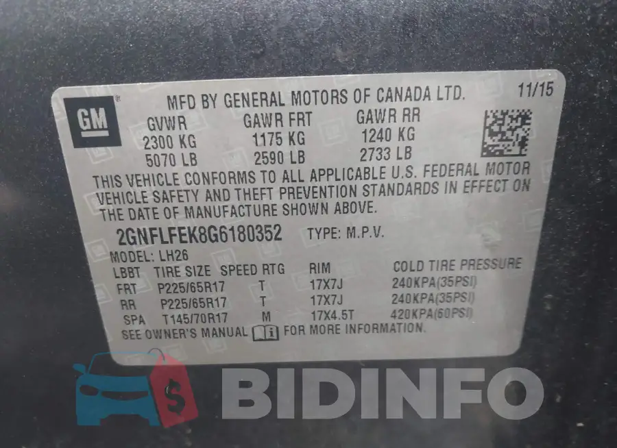 2GNFLFEK8G6180352 Photo# 9