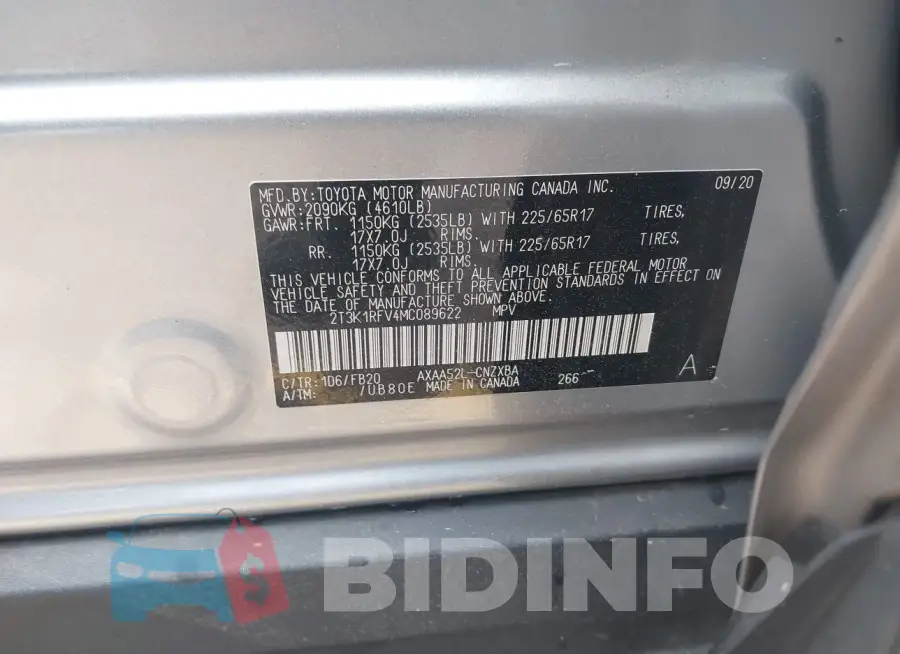 2T3K1RFV4MC089622 Photo# 9