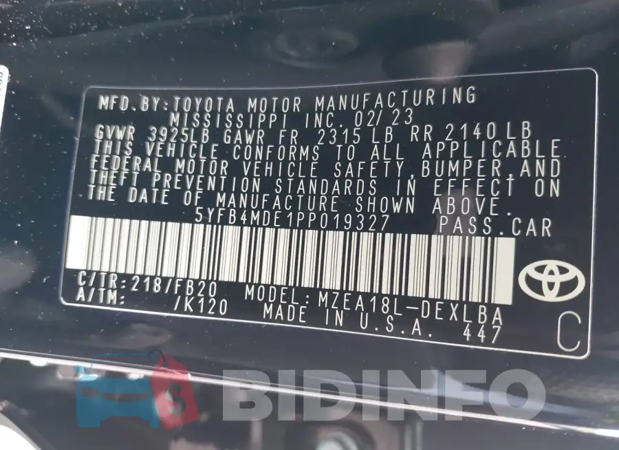 5YFB4MDE1PP019327 Photo# 9