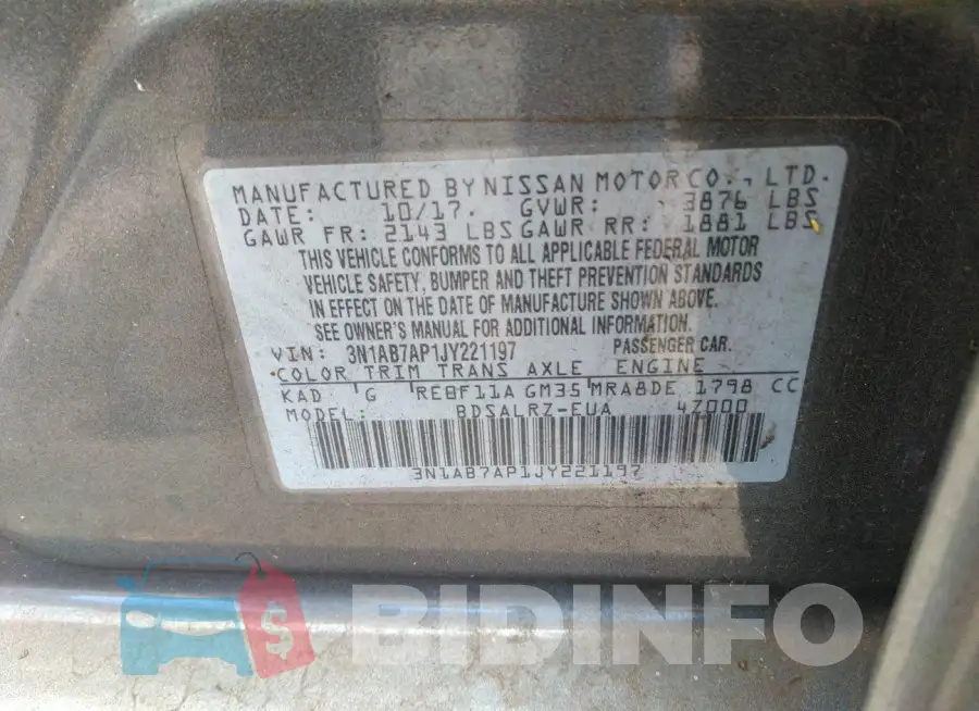 3N1AB7AP1JY221197 Photo# 9