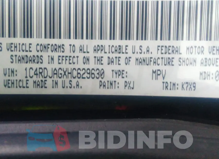 1C4RDJAGXHC629630 Photo# 9