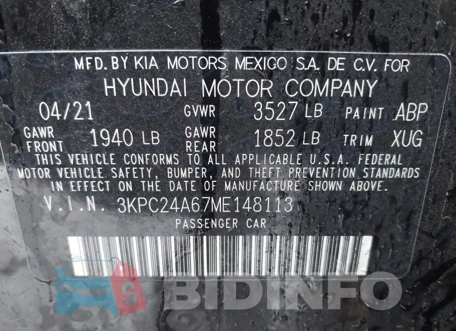 3KPC24A67ME148113 Photo# 9
