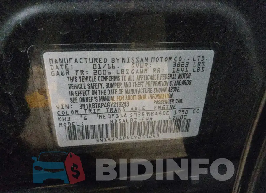 3N1AB7AP4GY219243 Photo# 9