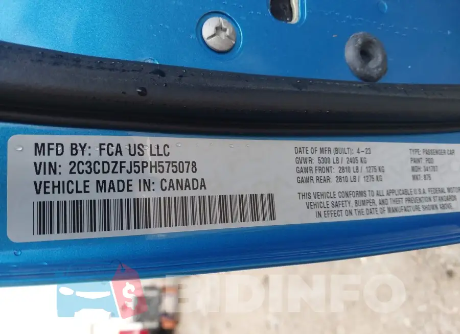 2C3CDZFJ5PH575078 Photo# 9