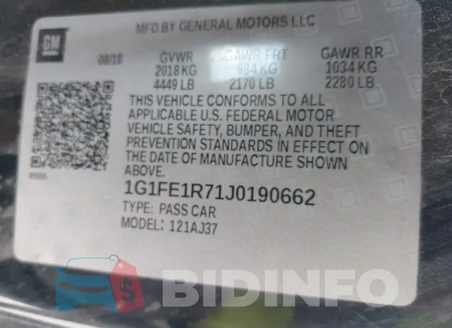 1G1FE1R71J0190662 Photo# 9