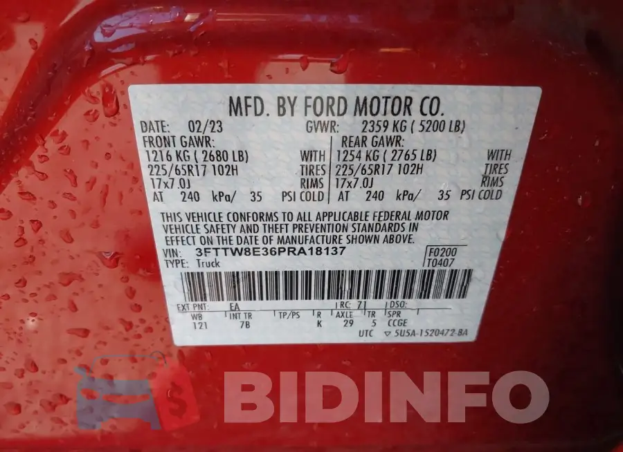 3FTTW8E36PRA18137 Photo# 9