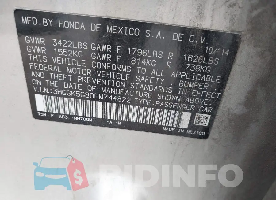 3HGGK5G80FM744822 Photo# 9