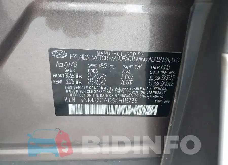 5NMS2CAD5KH115735 Photo# 9