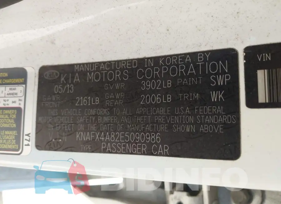 KNAFX4A82E5090986 Photo# 9