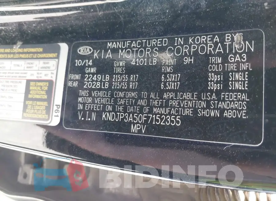 KNDJP3A50F7152355 Photo# 9