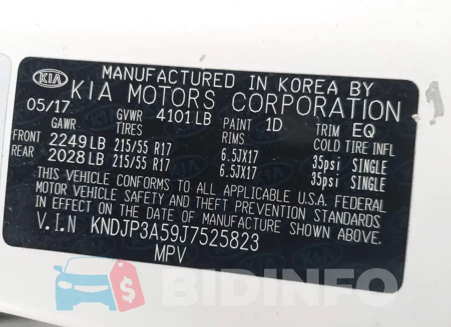 KNDJP3A59J7525823 Photo# 9