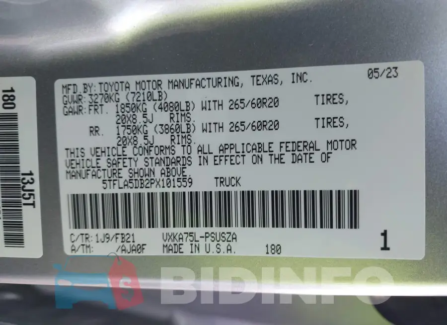 5TFLA5DB2PX101559 Photo# 9
