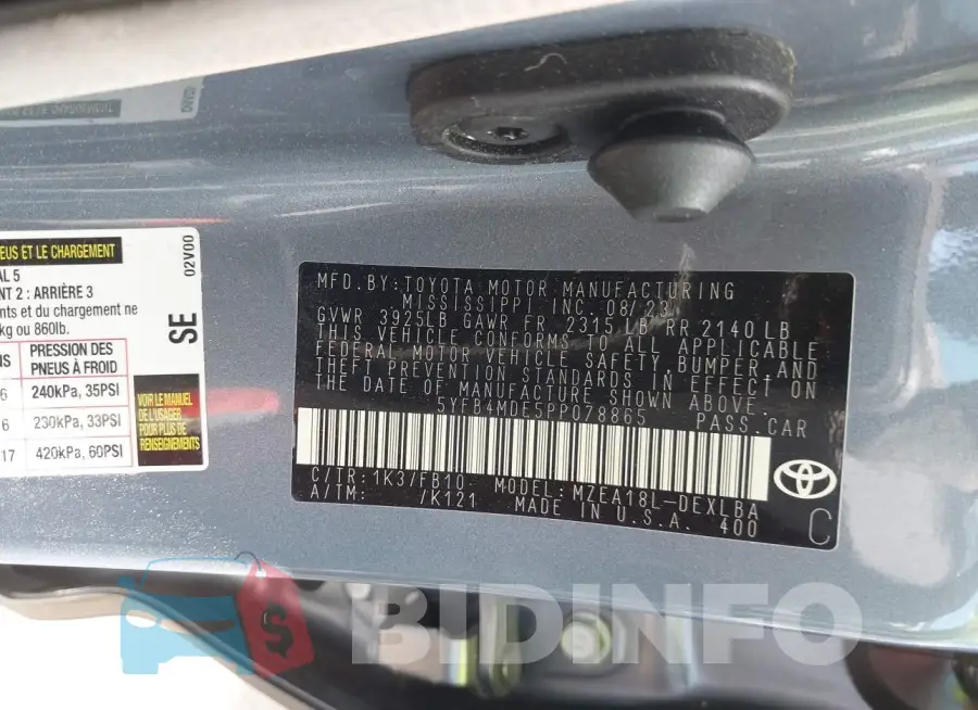 5YFB4MDE5PP078865 Photo# 9