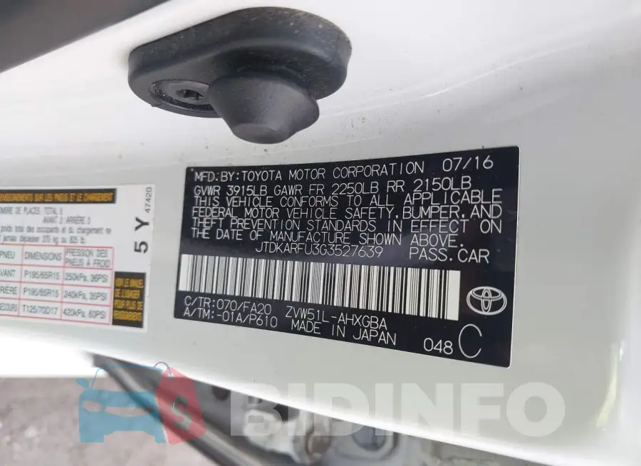 JTDKARFU3G3527639 Photo# 9