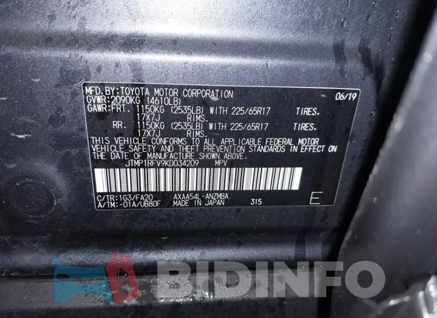 JTMP1RFV9KD034209 Photo# 9