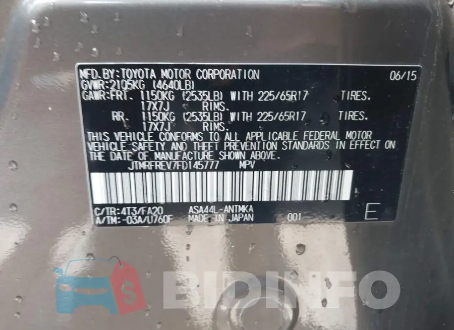 JTMRFREV7FD145777 Photo# 9