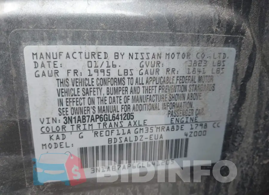 3N1AB7AP6GL641205 Photo# 9