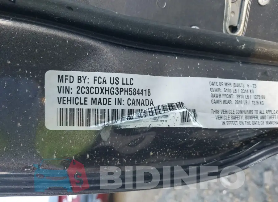 2C3CDXHG3PH584416 Photo# 9