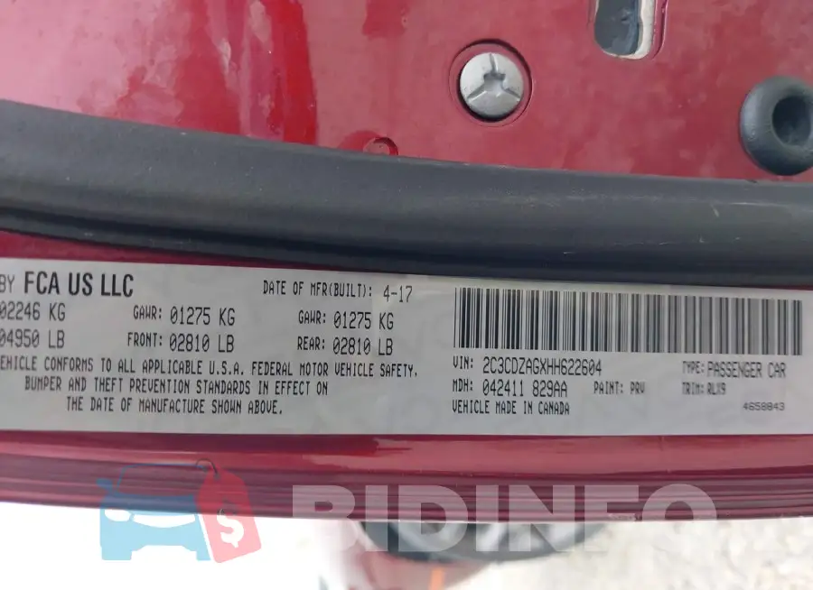 2C3CDZAGXHH622604 Photo# 9
