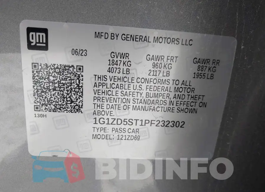 1G1ZD5ST1PF232302 Photo# 9
