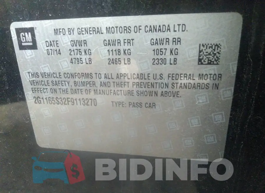 2G1165S32F9113270 Photo# 9