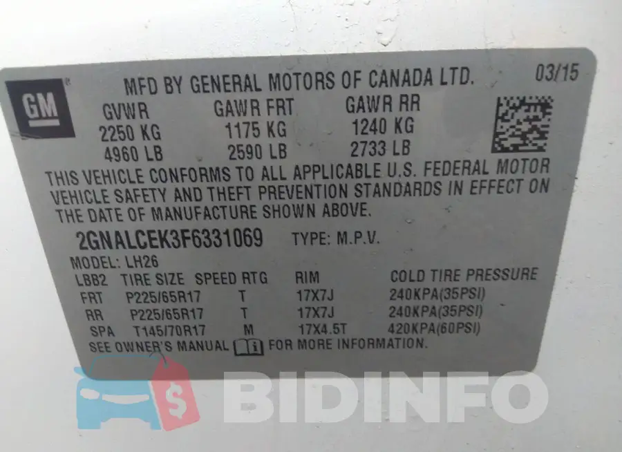 2GNALCEK3F6331069 Photo# 9
