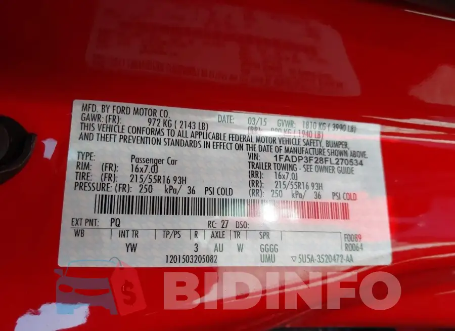 1FADP3F28FL270534 Photo# 9